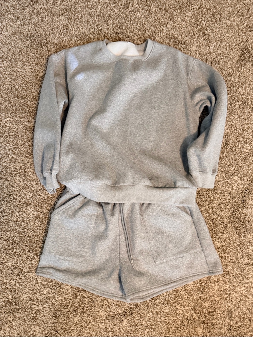 Women’s Cozy Grey Sweatshirt and Shorts Set